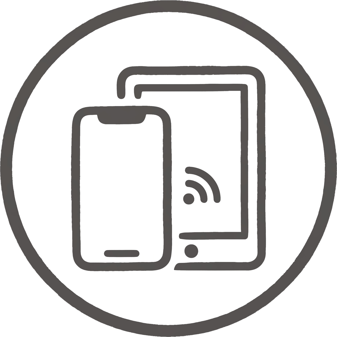 Icono de dispositivos móviles conectados que representa el sector de la tecnología y servicios digitales locales