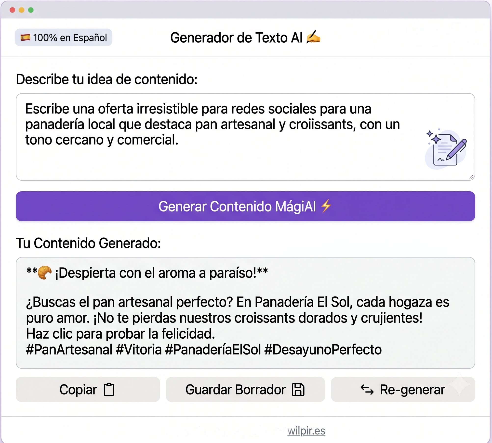 Generador de texto con IA